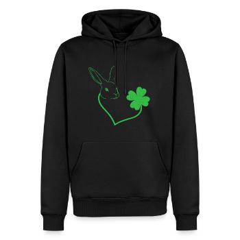 Hase Kleeblatt Herz Liebe - Männer Premium Bio Hoodie - Schwarz - Vorne - Nico (187cm)