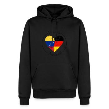 Venezuela und Deutschland Herz Logo - Männer Premium Bio Hoodie - Schwarz - Vorne - Nico (187cm)
