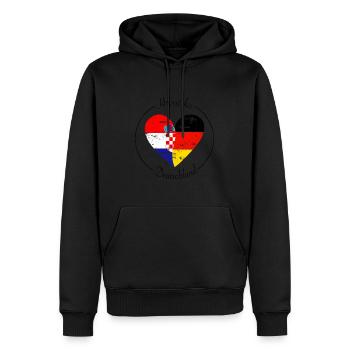 Hrvastka und Deutschland Herz Logo - Männer Premium Bio Hoodie - Schwarz - Vorne - Nico (187cm)