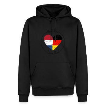 Nederland und Deutschland Herz Logo - Männer Premium Bio Hoodie - Schwarz - Vorne - Nico (187cm)