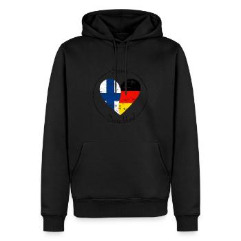 Suomi and Germany Heart Logo - Men’s Premium Organic Hoodie - black - Front - Nico (187cm)