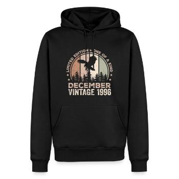 Incomparable since December 1996 28 Anniversary - Men’s Premium Organic Hoodie - black - Front - Nico (187cm)