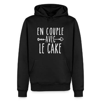 En Couple avec Cake, cadeau Fans de Cake - Sweat à capuche Premium bio Homme - noir - Devant - Nico (187cm)
