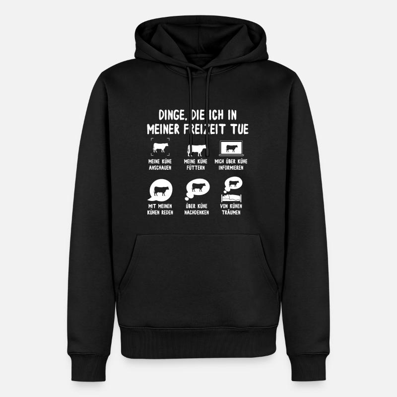 Meine Freizeit mit Kühen - Männer Premium Bio Hoodie - Schwarz