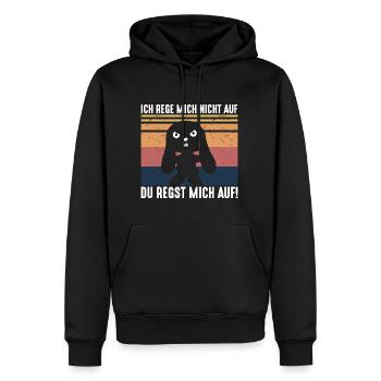 Ich rege mich nicht auf genervter Hase - Männer Premium Bio Hoodie - Schwarz - Vorne - Nico (187cm)