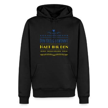Krieg Frieden Freiheit Ukraine - Männer Premium Bio Hoodie - Schwarz - Vorne - Nico (187cm)
