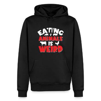 Manger des animaux est bizarre - Vegan Dicton - Sweat à capuche Premium bio Homme - noir - Devant - Nico (187cm)