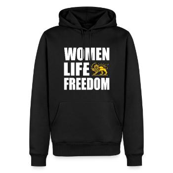 Women life freedom - Sweat à capuche Premium bio Homme - noir - Devant - Nico (187cm)