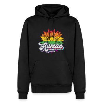 Human Sonnenblume Regenbogen LGBTQ Stolz Flagge - Männer Premium Bio Hoodie - Schwarz - Vorne - Nico (187cm)