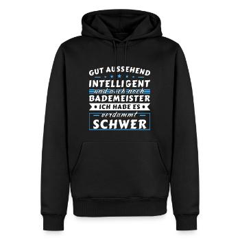 Gut aussehend intelligent - Bademeister Edition - Männer Premium Bio Hoodie - Schwarz - Vorne - Nico (187cm)