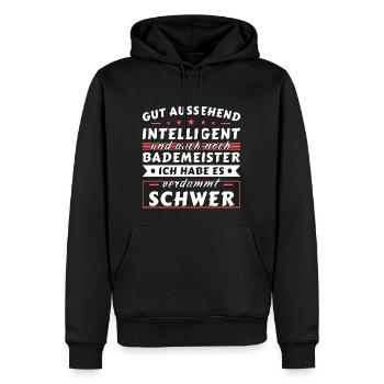 Gut aussehend intelligent - Bademeister Edition - Männer Premium Bio Hoodie - Schwarz - Vorne - Nico (187cm)