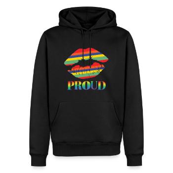 Pride Lips - Men’s Premium Organic Hoodie - black - Front - Nico (187cm)