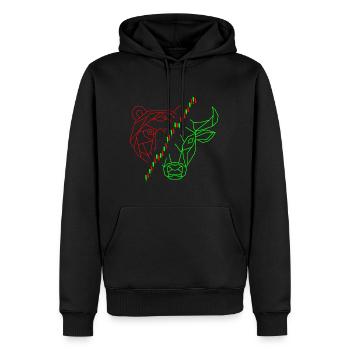 Bulle Bär Chart Investor - Männer Premium Bio Hoodie - Schwarz - Vorne - Nico (187cm)