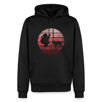 Santa Claus and Frenchie, Dog, Vintage, Retro - Men’s Premium Organic Hoodie - black - Front - Nico (187cm)