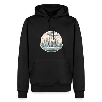 Alien Ufo Invasion - Männer Premium Bio Hoodie - Schwarz - Vorne - Nico (187cm)