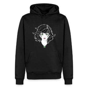 Fille d’anime gothique - Sweat à capuche Premium bio Homme - noir - Devant - Nico (187cm)