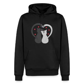 Zwei Katzen bilden Herz - Männer Premium Bio Hoodie - Schwarz - Vorne - Nico (187cm)