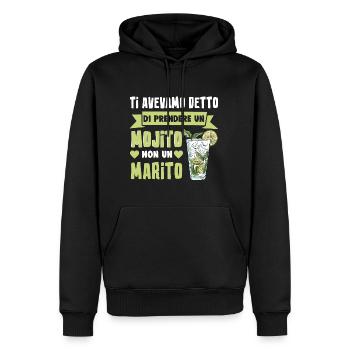 Mojito au lieu de se marier Gift Wedding Italie - Sweat à capuche Premium bio Homme - noir - Devant - Nico (187cm)