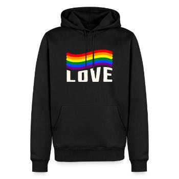 Amour Gay Pride Arc-en-ciel - Sweat à capuche Premium bio Homme - noir - Devant - Nico (187cm)