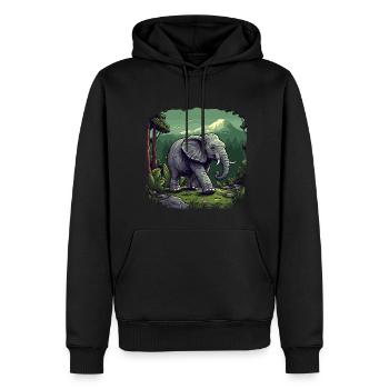 Eléphant Afrique Asie Animal Bébé éléphant - Sweat à capuche Premium bio Homme - noir - Devant - Nico (187cm)