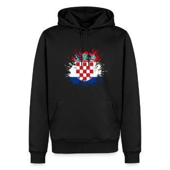 Drapeau de la Croatie Adriatique Zagreb Drapeau croate - Sweat à capuche Premium bio Homme - noir - Devant - Nico (187cm)