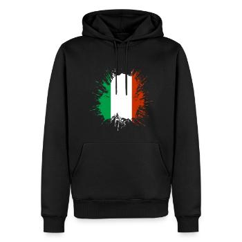 Drapeau de l’Italie Vintage Drapeau italien Look vieilli - Sweat à capuche Premium bio Homme - noir - Devant - Nico (187cm)