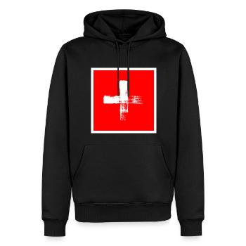 Suisse Flag Vintage Cross Distressed Look Suisse - Sweat à capuche Premium bio Homme - noir - Devant - Nico (187cm)