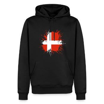 Drapeau du Danemark Scandinavie Drapeau du Danemark Voyage - Sweat à capuche Premium bio Homme - noir - Devant - Nico (187cm)