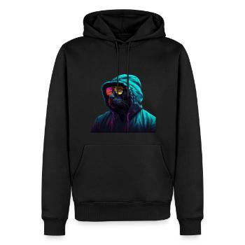 Schwarzer Panter mit Sonnenbrille Bunt Natur - Männer Premium Bio Hoodie - Schwarz - Vorne - Nico (187cm)