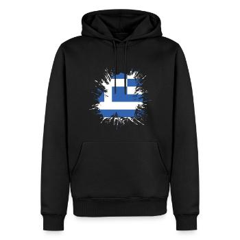 Drapeau de la Grèce Hellas Athènes Drapeau grec - Sweat à capuche Premium bio Homme - noir - Devant - Nico (187cm)