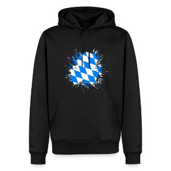 Drapeau de Bavière utilisé Look drapeau bavarois Vintage - Sweat à capuche Premium bio Homme - noir - Devant - Nico (187cm)