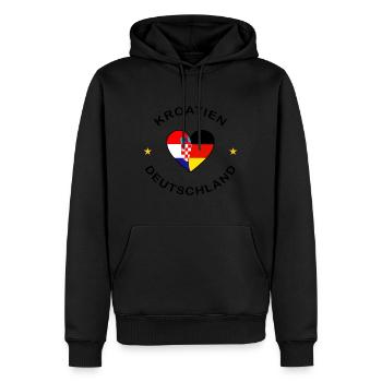Kroatien und Deutschland Herz - Männer Premium Bio Hoodie - Schwarz - Vorne - Nico (187cm)