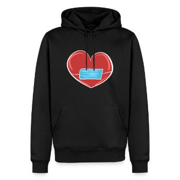 masque cardiaque rouge protection corona - Sweat à capuche Premium bio Homme - noir - Devant - Nico (187cm)