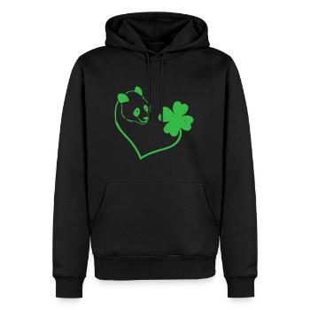 Panda Cloverleaf Coeur Cloverleaf - Sweat à capuche Premium bio Homme - noir - Devant - Nico (187cm)