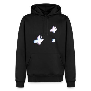 symboles rose trois animaux d’abeilles papillons - Sweat à capuche Premium bio Homme - noir - Devant - Nico (187cm)