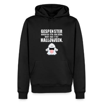 HALLOWEEN - GESPENSTER DURCH DIE STRAßEN ZIEHN... - Männer Premium Bio Hoodie - Schwarz - Vorne - Nico (187cm)