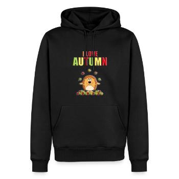 ICH LIEBE DEN HERBST - IGEL - TIER - BLÄTTER - Männer Premium Bio Hoodie - Schwarz - Vorne - Nico (187cm)