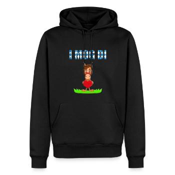 I MOG DI - HERZ - LIEBE - PFERD - PONY - VERLIEBT - Männer Premium Bio Hoodie - Schwarz - Vorne - Nico (187cm)