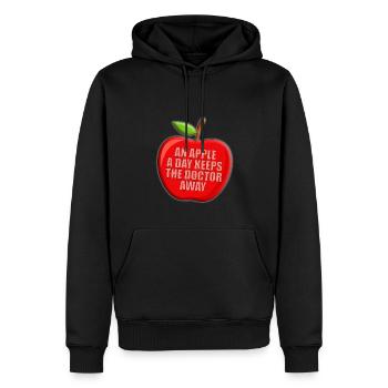 APFEL - AN APPLE A DAY KEEPS THE DOCTOR AWAY - Männer Premium Bio Hoodie - Schwarz - Vorne - Nico (187cm)