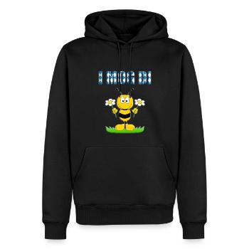 I MOG DI - BIENE - BLUMEN - LIEBE - BIENEN - LOVE - Männer Premium Bio Hoodie - Schwarz - Vorne - Nico (187cm)