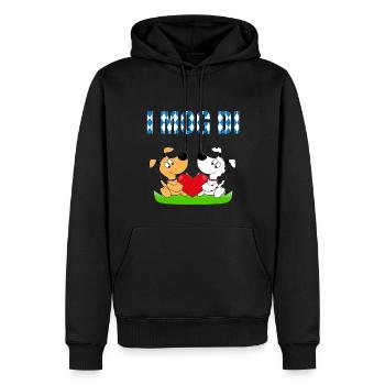 HUND - HUNDE - LIEBE - HERZ - VERLIEBT - I MOG DI - Männer Premium Bio Hoodie - Schwarz - Vorne - Nico (187cm)