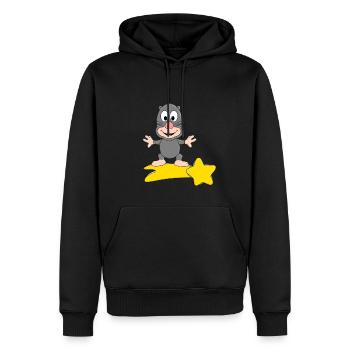 STERNSCHNUPPE - MAULWURF - TIER - KIND - BABY - Männer Premium Bio Hoodie - Schwarz - Vorne - Nico (187cm)