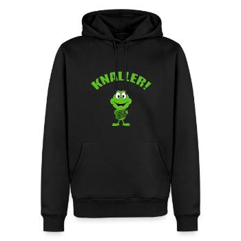 KNALLER - KNALLFROSCH - FROSCH - SILVESTER - Männer Premium Bio Hoodie - Schwarz - Vorne - Nico (187cm)