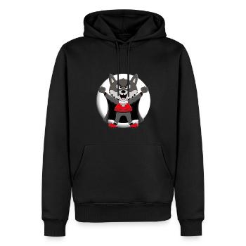 WERWOLF - WOLF - MOND - VAMPIR - HALLOWEEN - Männer Premium Bio Hoodie - Schwarz - Vorne - Nico (187cm)