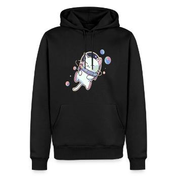 Cute Trippy Astronaut Cat Psychedelic Cosmos Rave - Men’s Premium Organic Hoodie - black - Front - Nico (187cm)