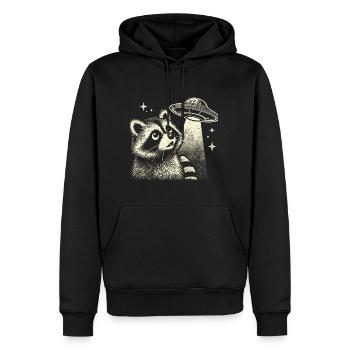 raton laveur mystique avec vaisseau spatial et étoiles - Sweat à capuche Premium bio Homme - noir - Devant - Nico (187cm)