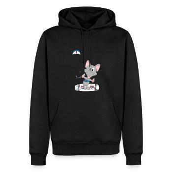 KITESURFEN - RATTE - WASSERRATTE - KITE - KITEN - Männer Premium Bio Hoodie - Schwarz - Vorne - Nico (187cm)