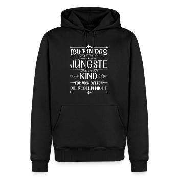 Ich bin das jüngste Kind keine Regeln - Männer Premium Bio Hoodie - Schwarz - Vorne - Nico (187cm)