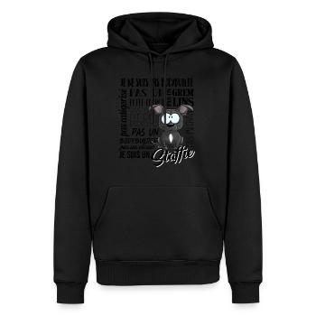 Je Suis Staffie Bleu Blanc - NoirFR - Sweat à capuche Premium bio Homme - noir - Devant - Nico (187cm)