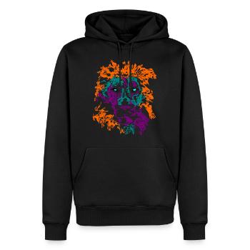 löwe mit blauen augen, lion yeux bleus multicolores - Sweat à capuche Premium bio Homme - noir - Devant - Nico (187cm)